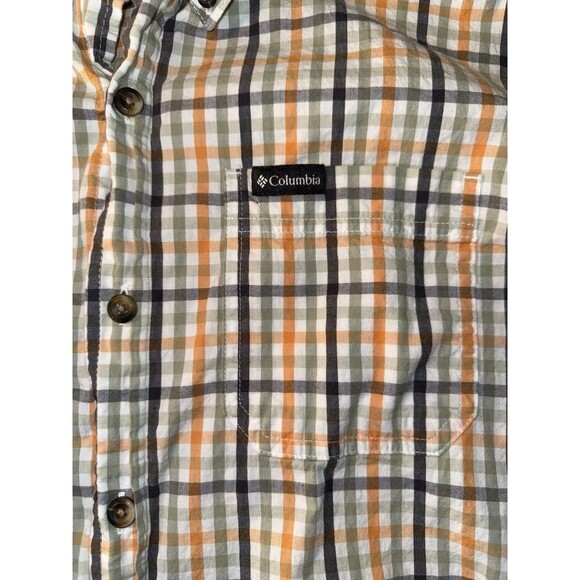 Columbia Men’s Plaid Button Down Shirt Orange Long Sleeve Outdoor M - Picture 2 of 7